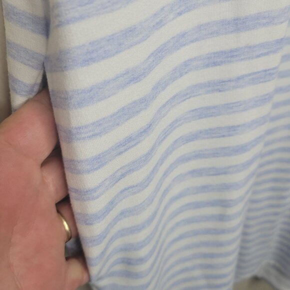 St. John's Bay Petite M Blue White Striped SS Pockets Stretch Knee Length Dress - Picture 3 of 6